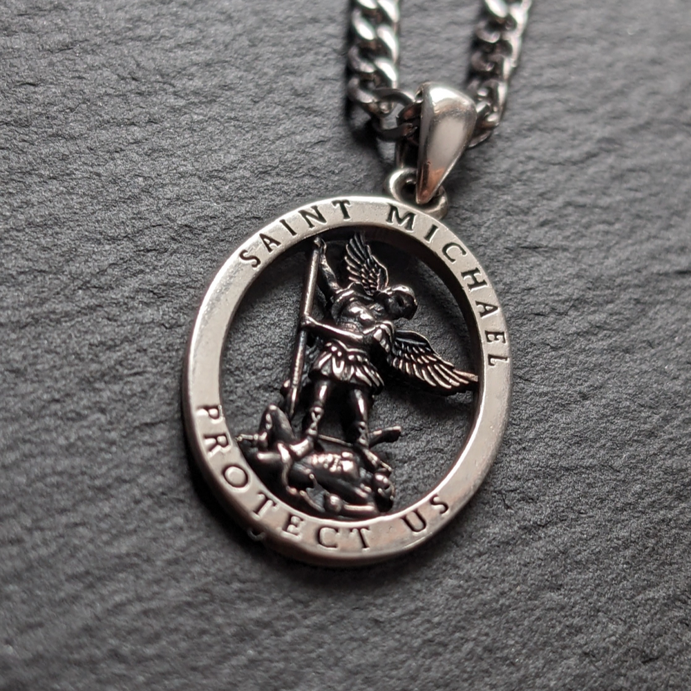 
                      
                        Sterling Silver Saint Michael the Archangel Pendant
                      
                    