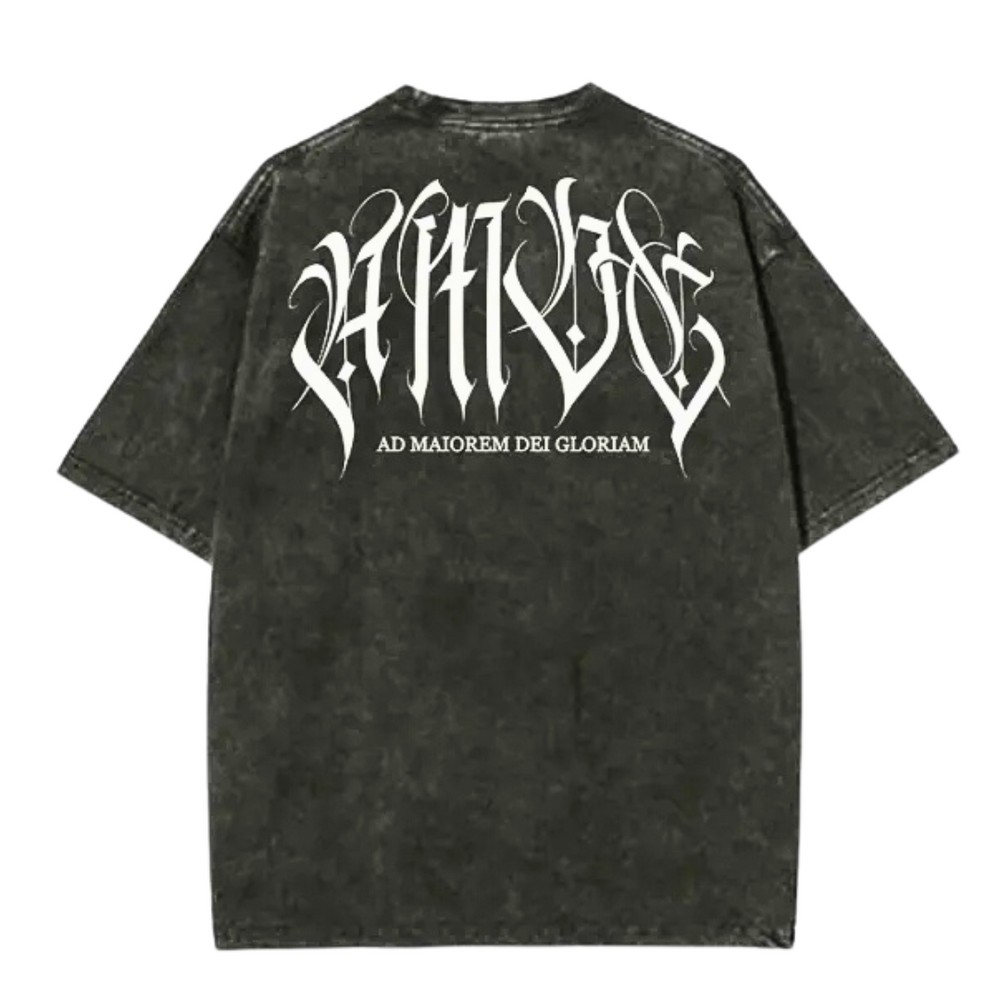 
                      
                        AMDG Acid Washed Gothic Style Oversized Tee
                      
                    