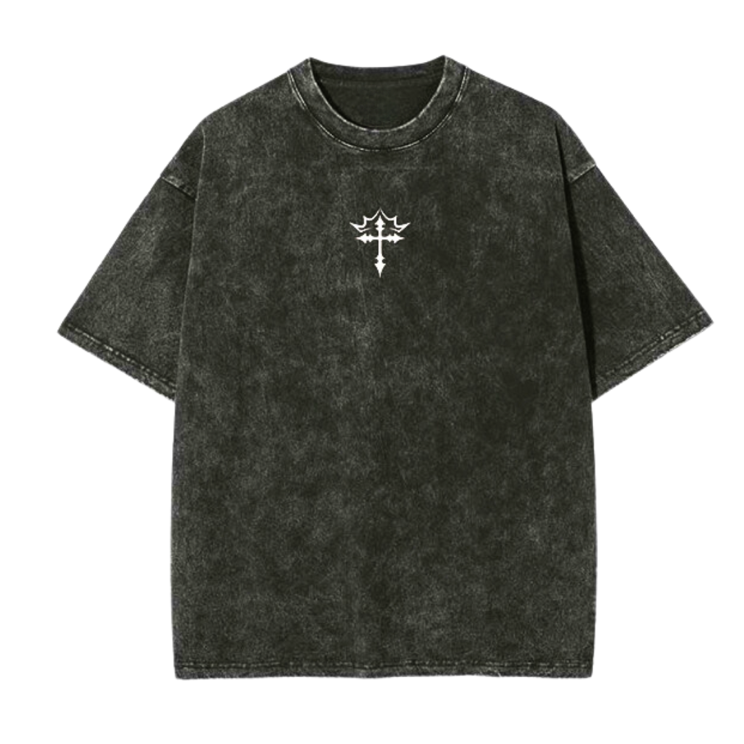 AMDG Acid Washed Gothic Style Oversized Tee