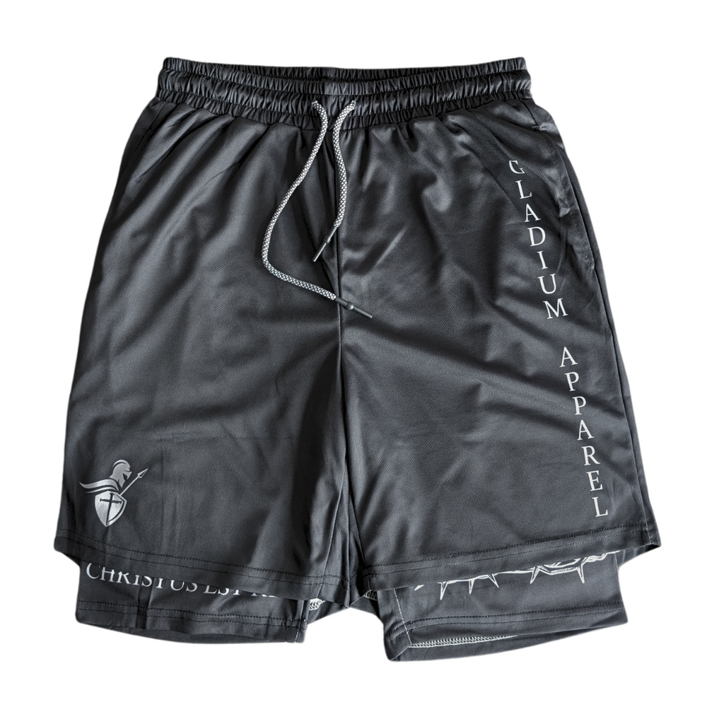 
                      
                        Christus Est Rex Black Athletic Shorts - Model I
                      
                    