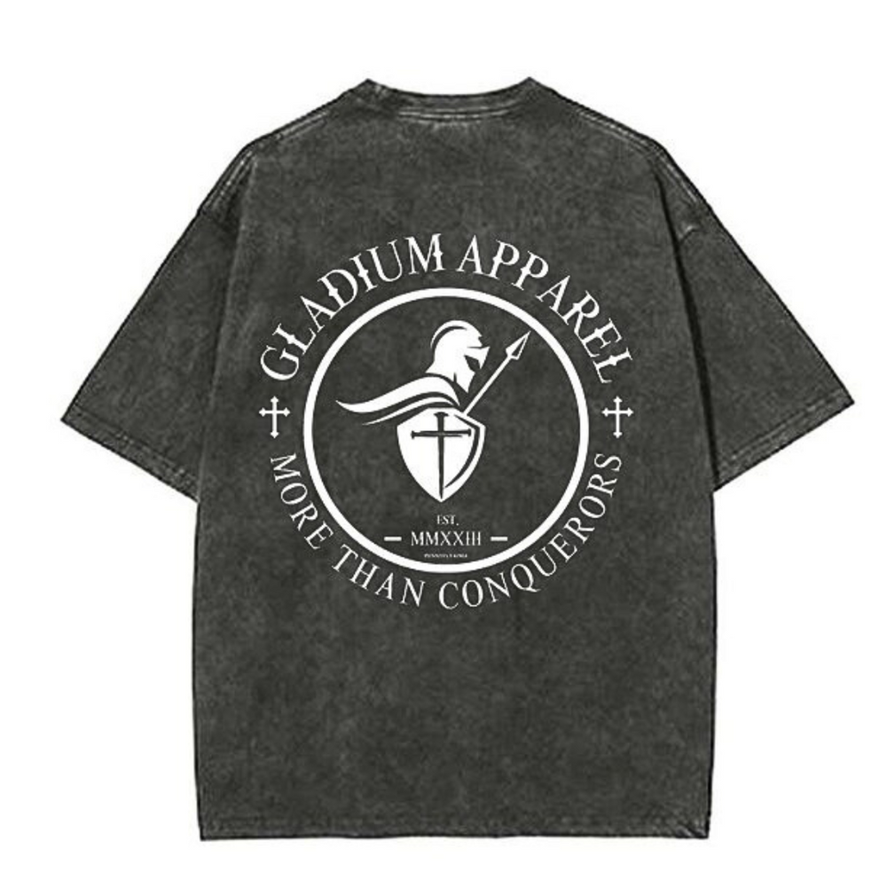 
                      
                        Romans 8:37 Acid Washed Oversized Tee - Black
                      
                    