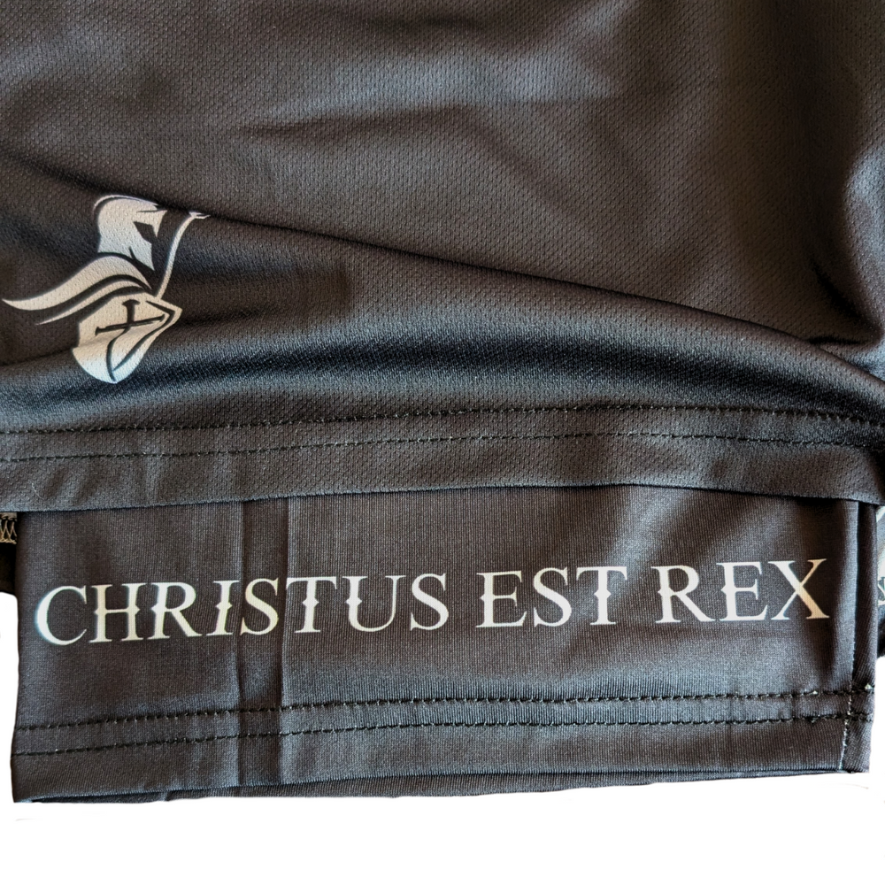 
                      
                        Christus Est Rex Black Athletic Shorts - Model I
                      
                    