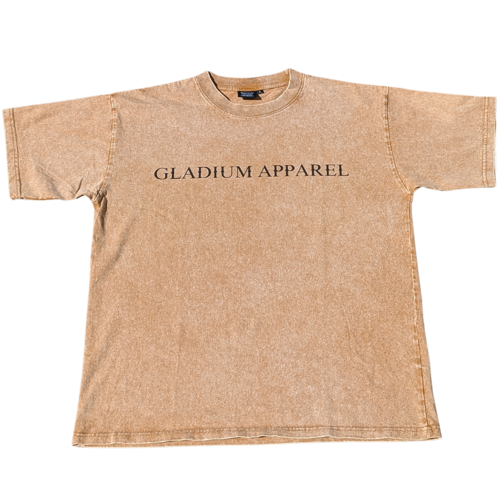 Romans 8:37 Acid Washed Oversized Tee - Khaki