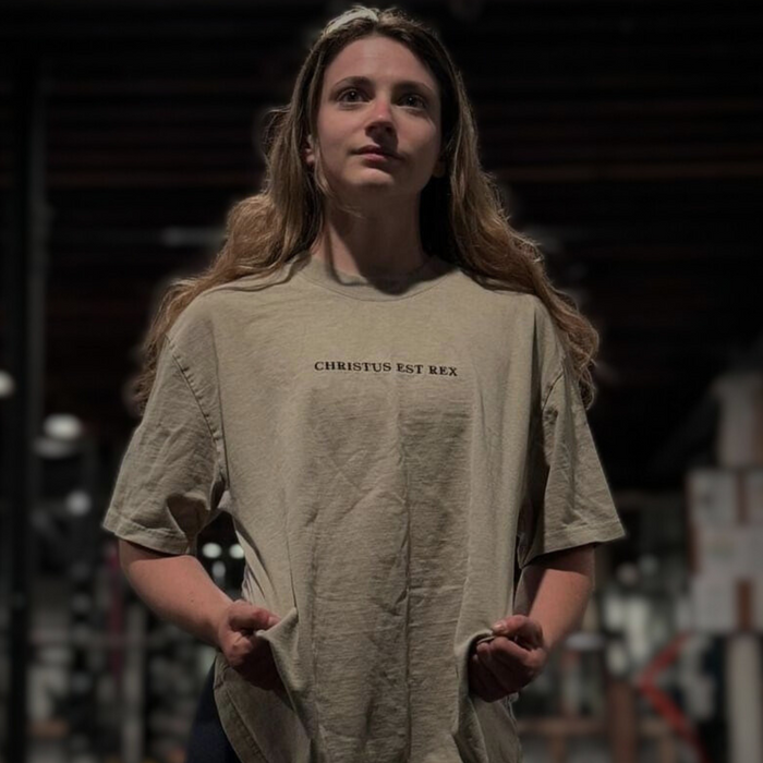 Christus Est Rex Oversized T-Shirt - Faded Khaki